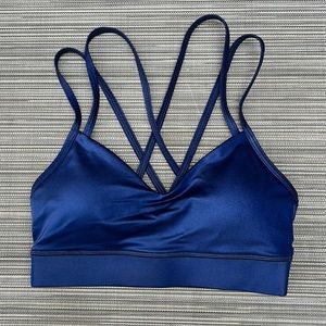 🔻NWOT K-Deer Polished Criss Cross Sports Bra Navy Blue Size Small